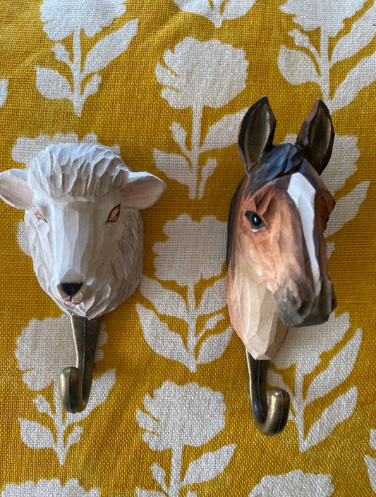 Wooden animal hook - horse