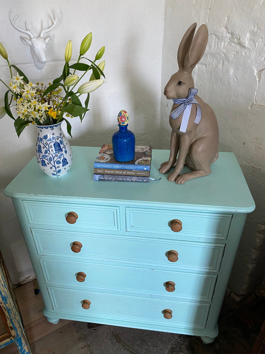 Antique pine chest of drawers Tiffany blue