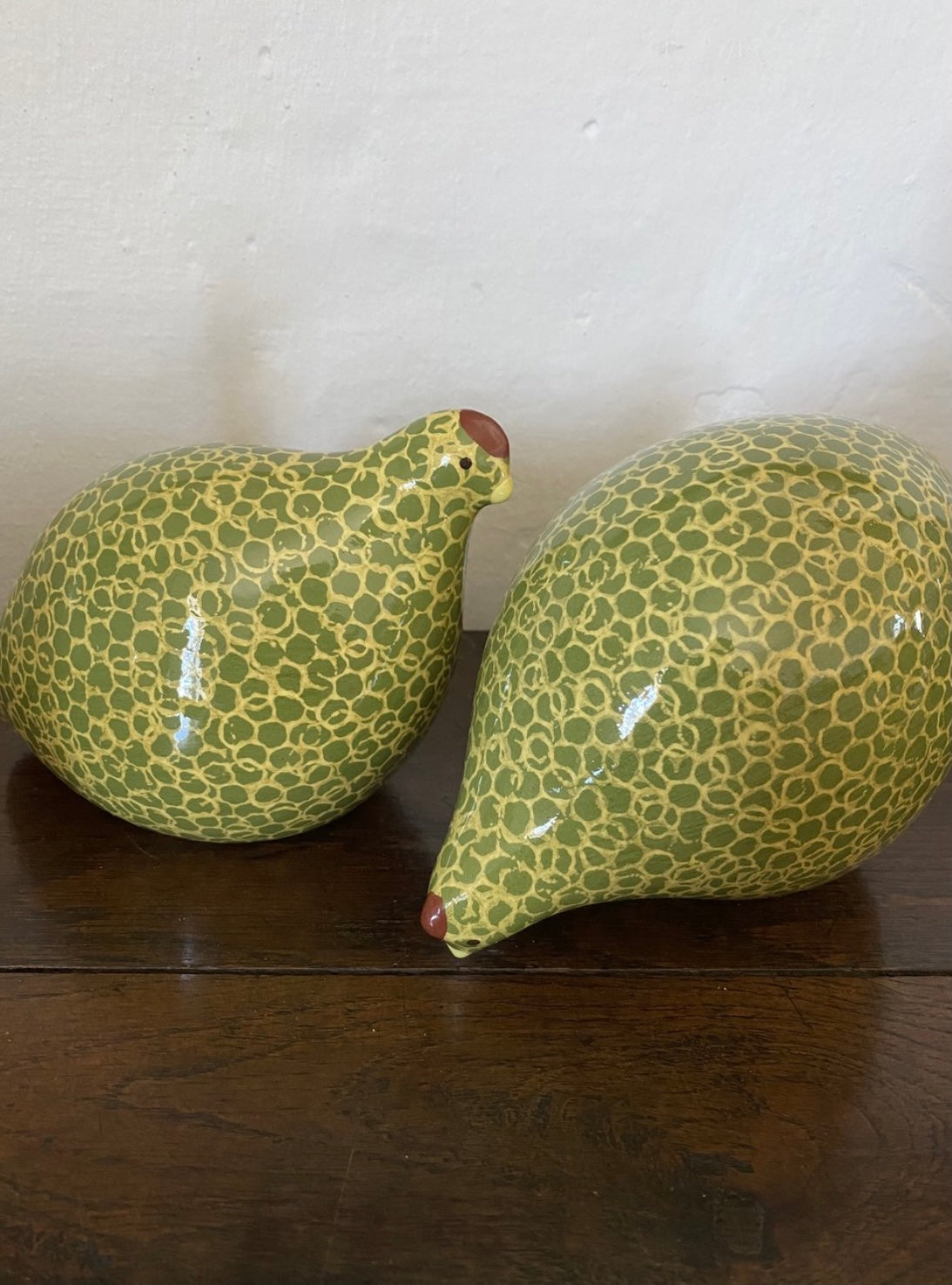 French ceramic quail yellow and green - standing