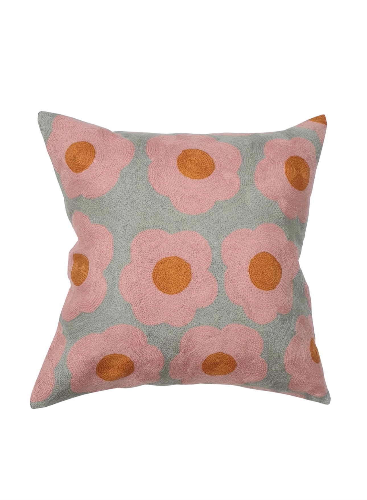 Eliza Piro Embroidery cushion grey and pink