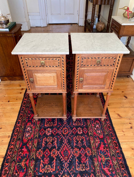 Pair of Antique French oak Nouveau bedsides