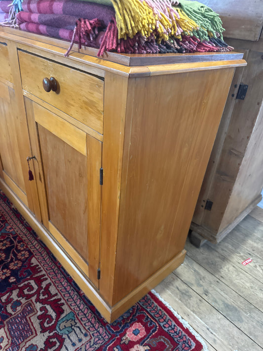 Antique pine cabinet with drawers and storage