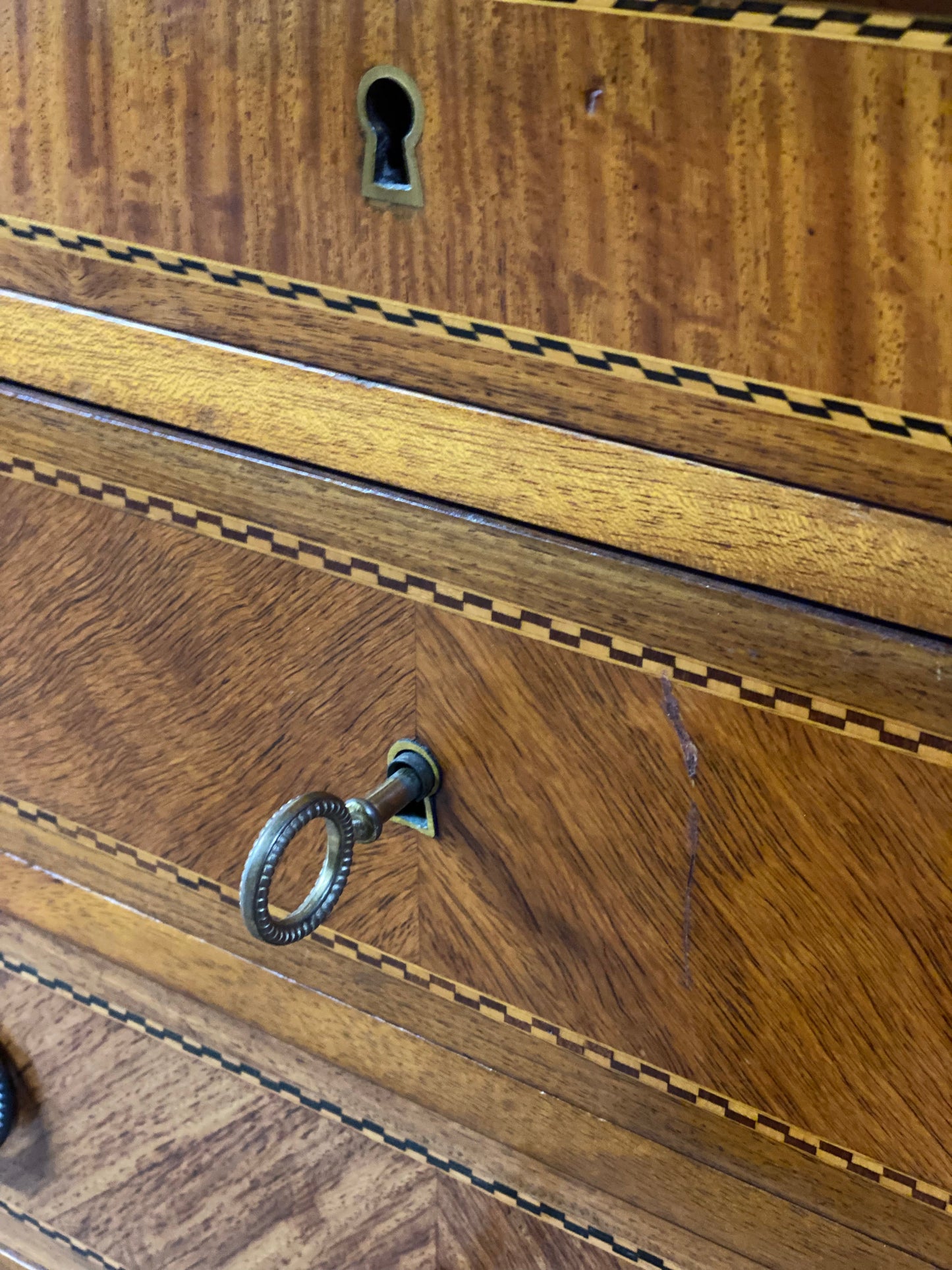 French walnut & marquetry commode