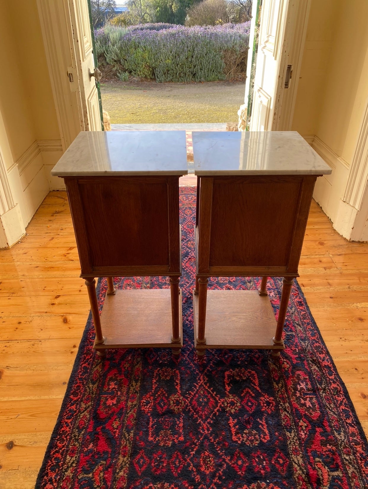 Pair of Antique French oak Nouveau bedsides