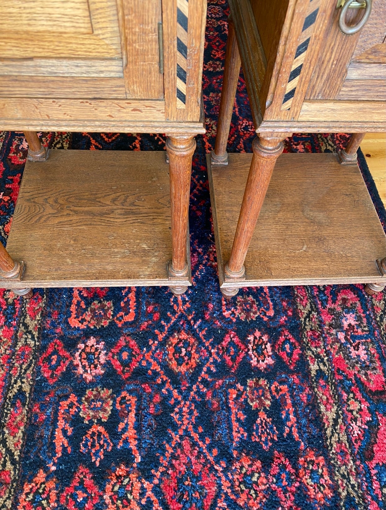 Pair of Antique French oak Nouveau bedsides