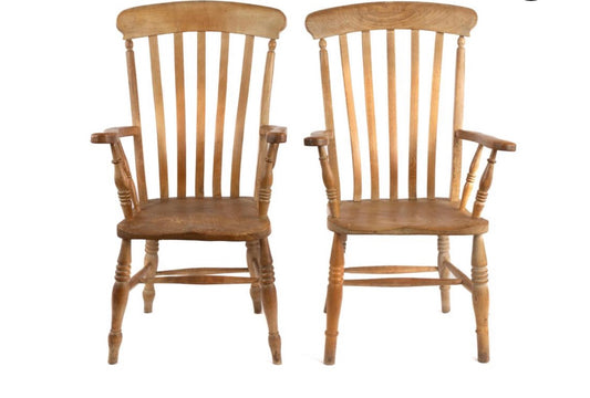 Antique Beech & Elm comb back country chairs