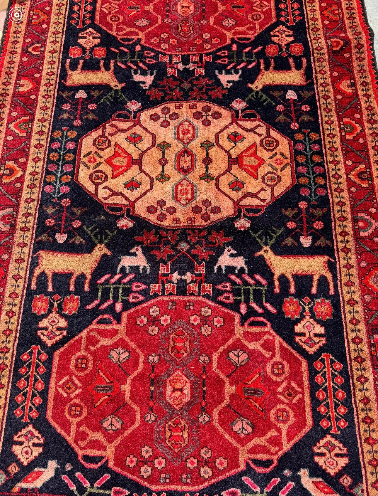 Stunning tribal persian rug navy and red tones