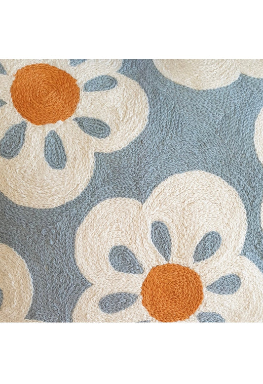 Eliza Piro embroidery cushion Flower Power Blue