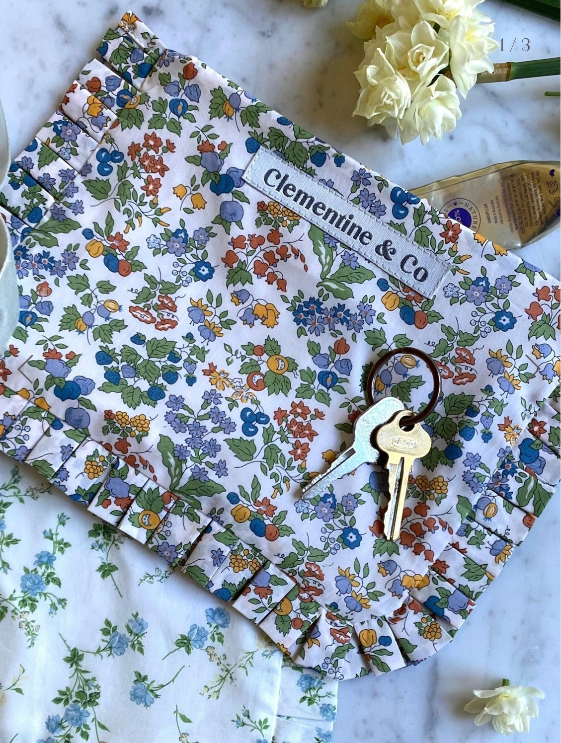Clementine and co purse hedgerow Liberty tana lawn