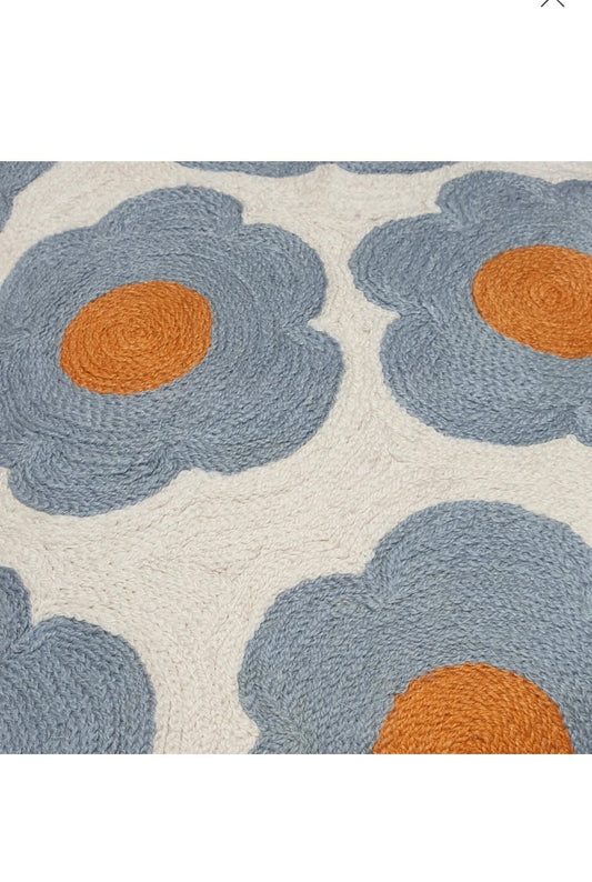 Eliza Piro Embroidered Cushion White with Blue