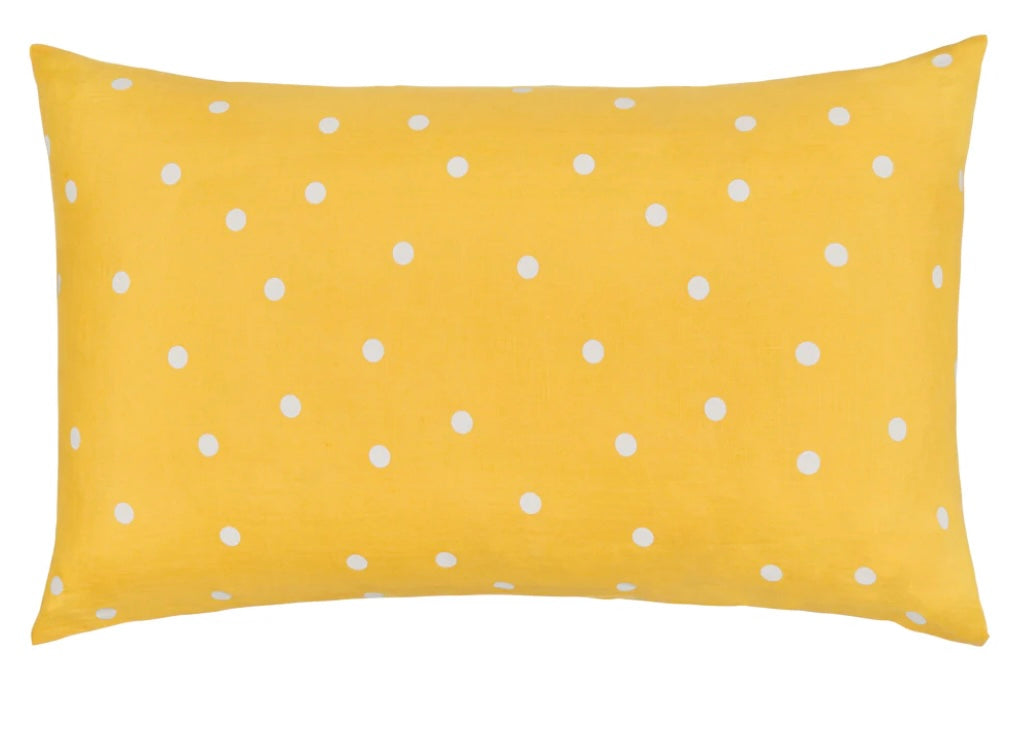 Yellow spot linen pillow case
