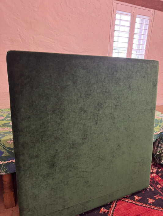 Double Bedhead covered in Forest Green velvet