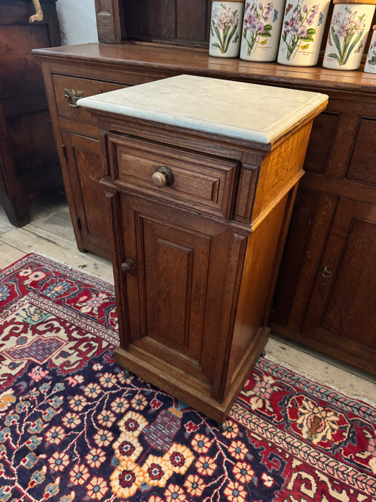 French oak bedside table on castors