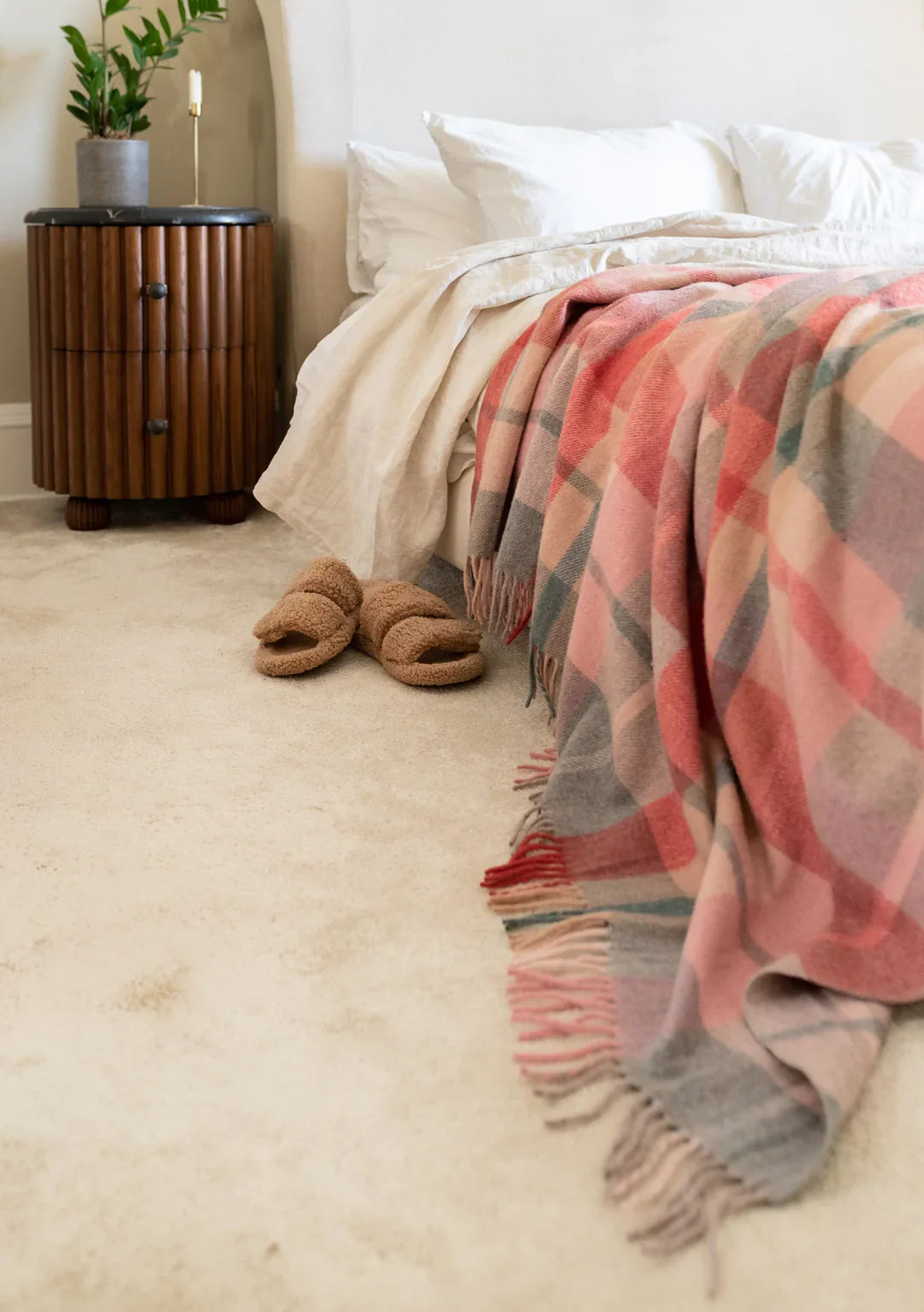 Wool Blanket Pink Patchwork Check