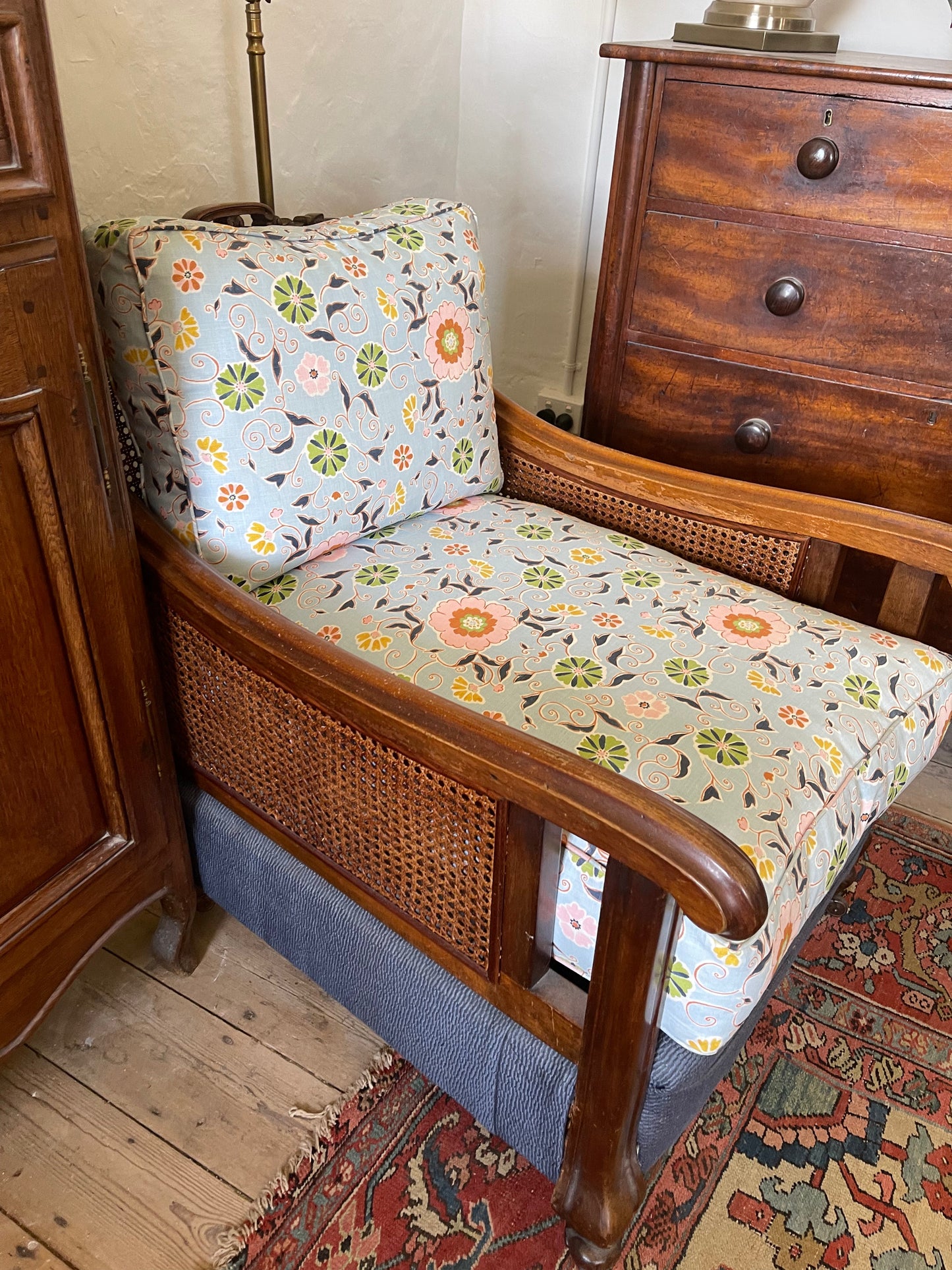 Antique Jacobean chair recovered in Anna Spiro “Leilani” fabric