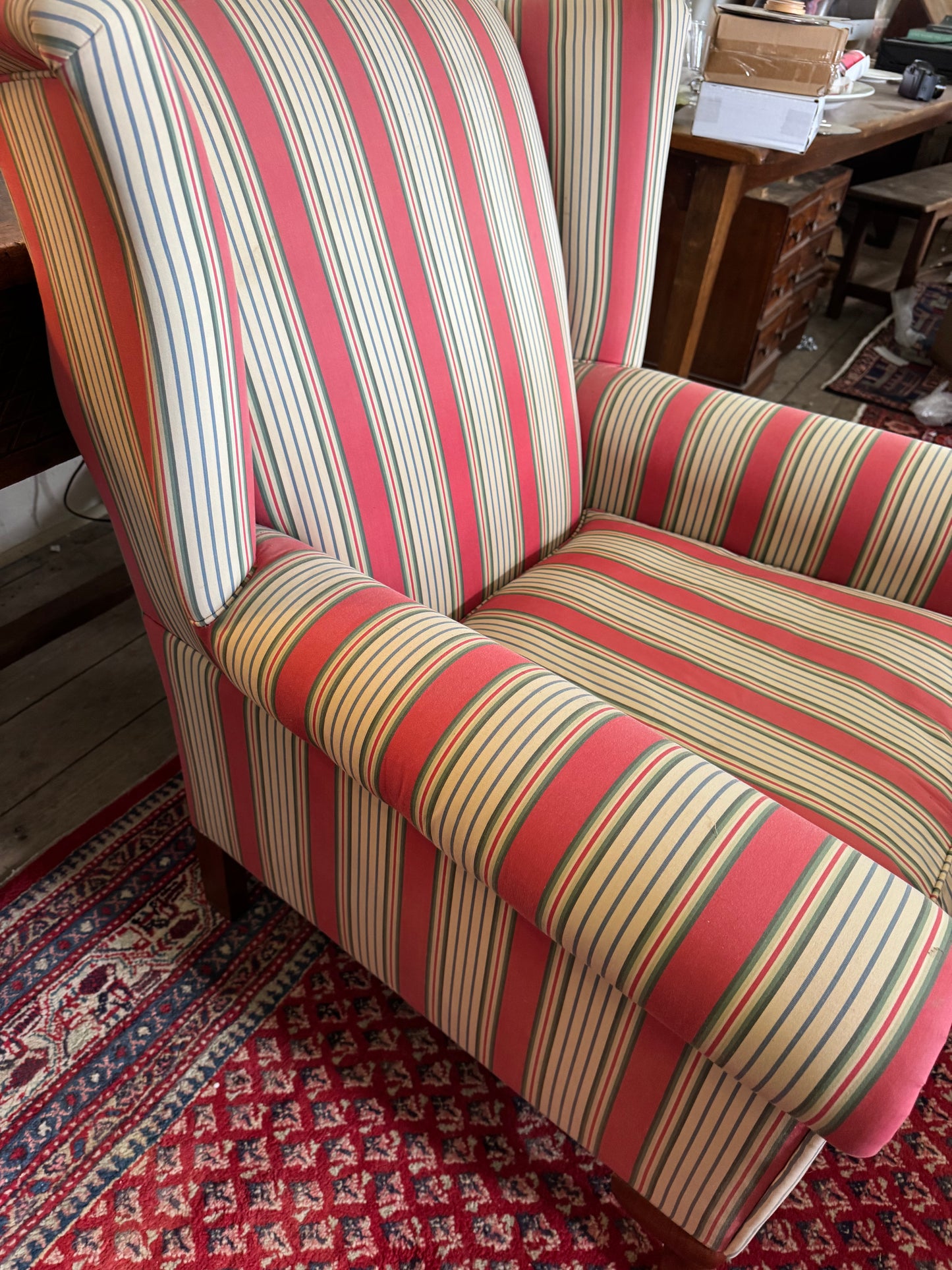 Striped armchair feather cushion