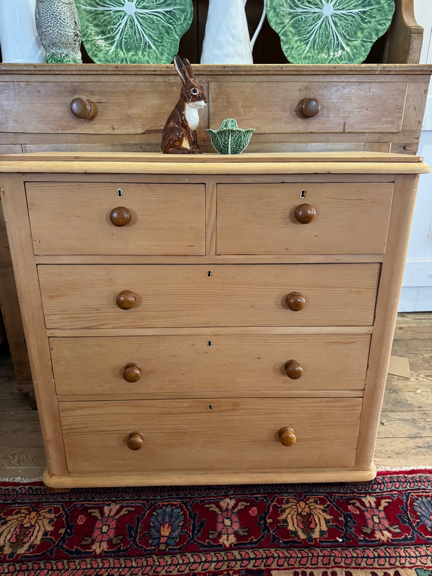 Antique raw pine chest of drawers