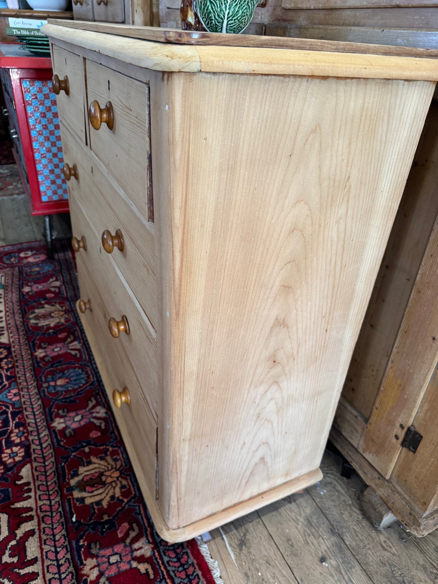Antique raw pine chest of drawers