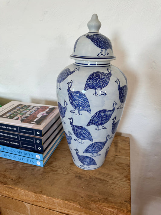 Guinea fowl ginger jar