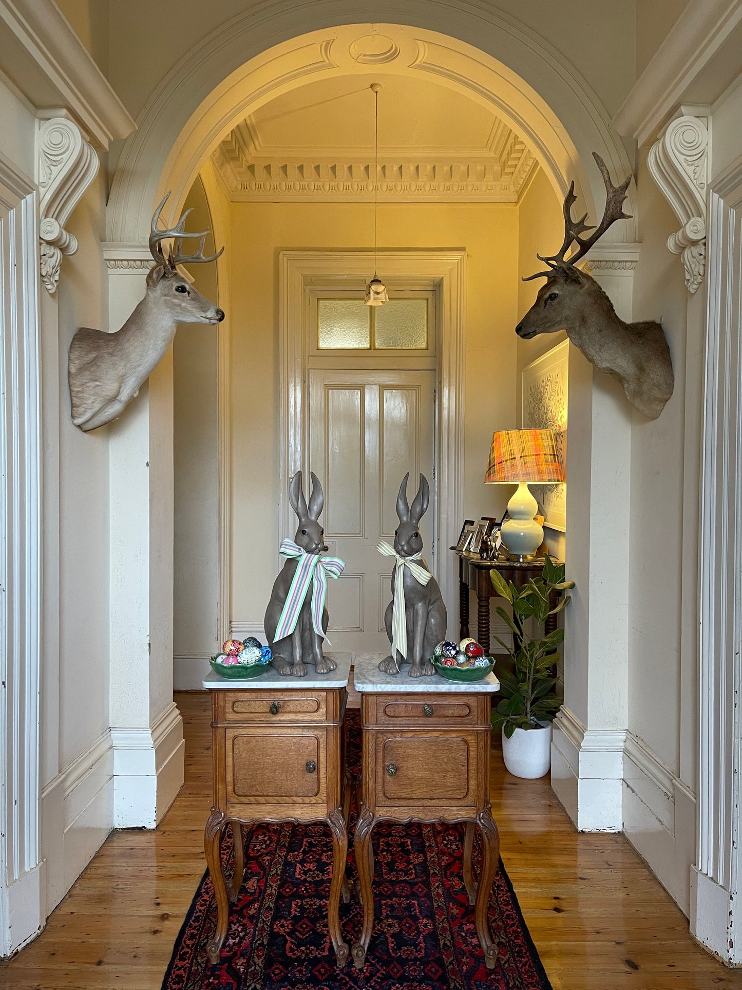 Pair Louis XVth oak & white marble bedsides