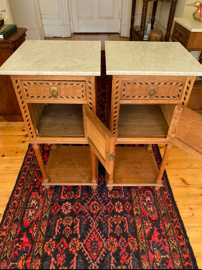 Pair of Antique French oak Nouveau bedsides