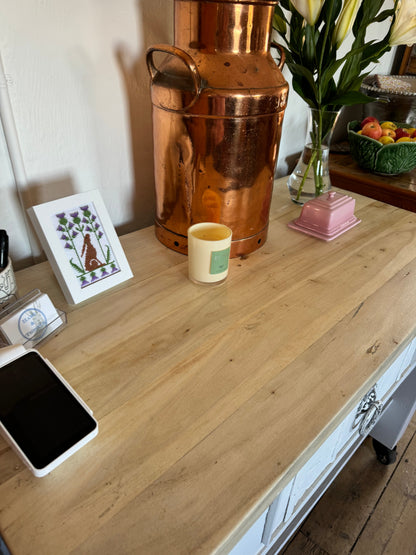 Island bench made from vintage Indian storage box