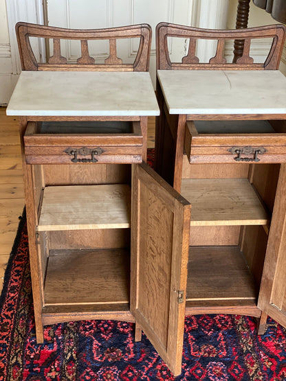 Pair of antique French oak nouveau bedsides
