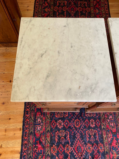 Pair of Antique French oak Nouveau bedsides