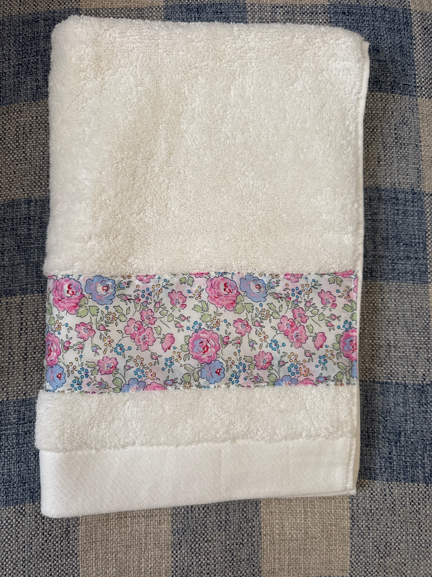 Liberty hand towel cream towel with feliciè fabric