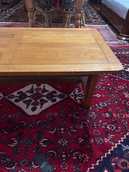 Antique pine coffee table with inlay