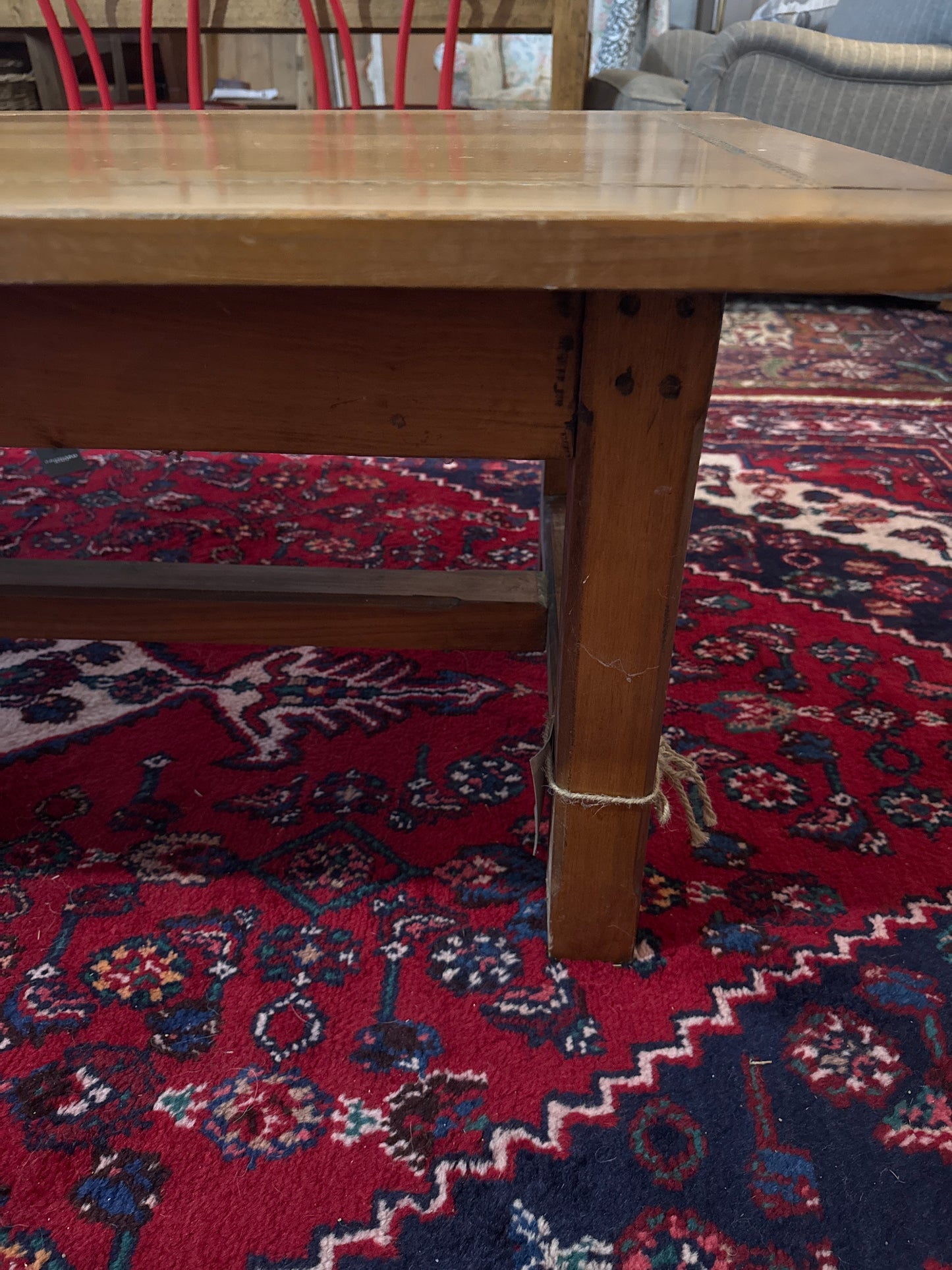 Antique pine coffee table with inlay