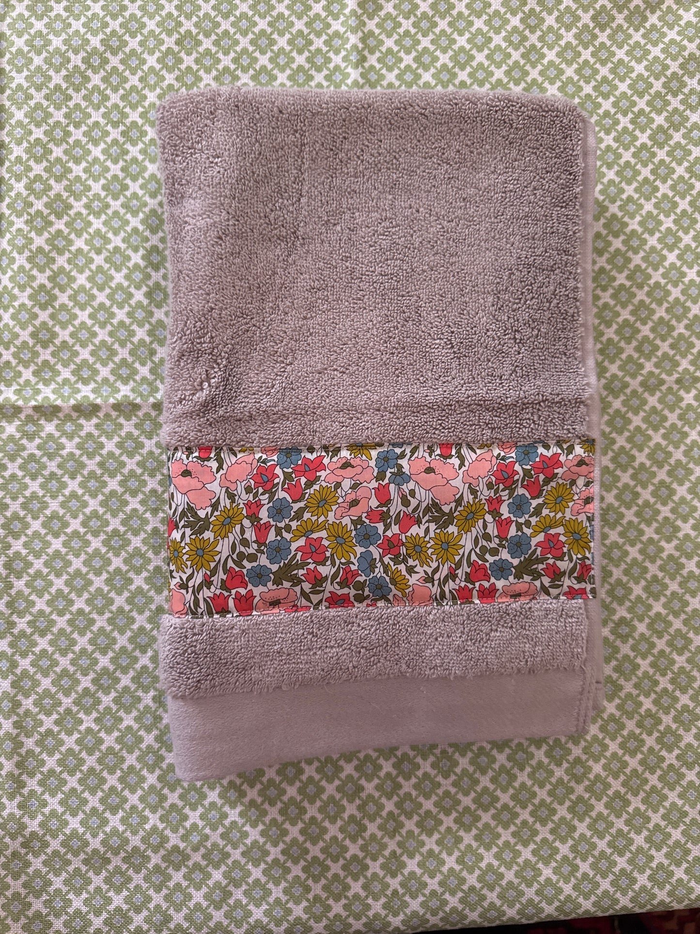Liberty hand towel pink with  “Poppy & Daisy” Tana lawn