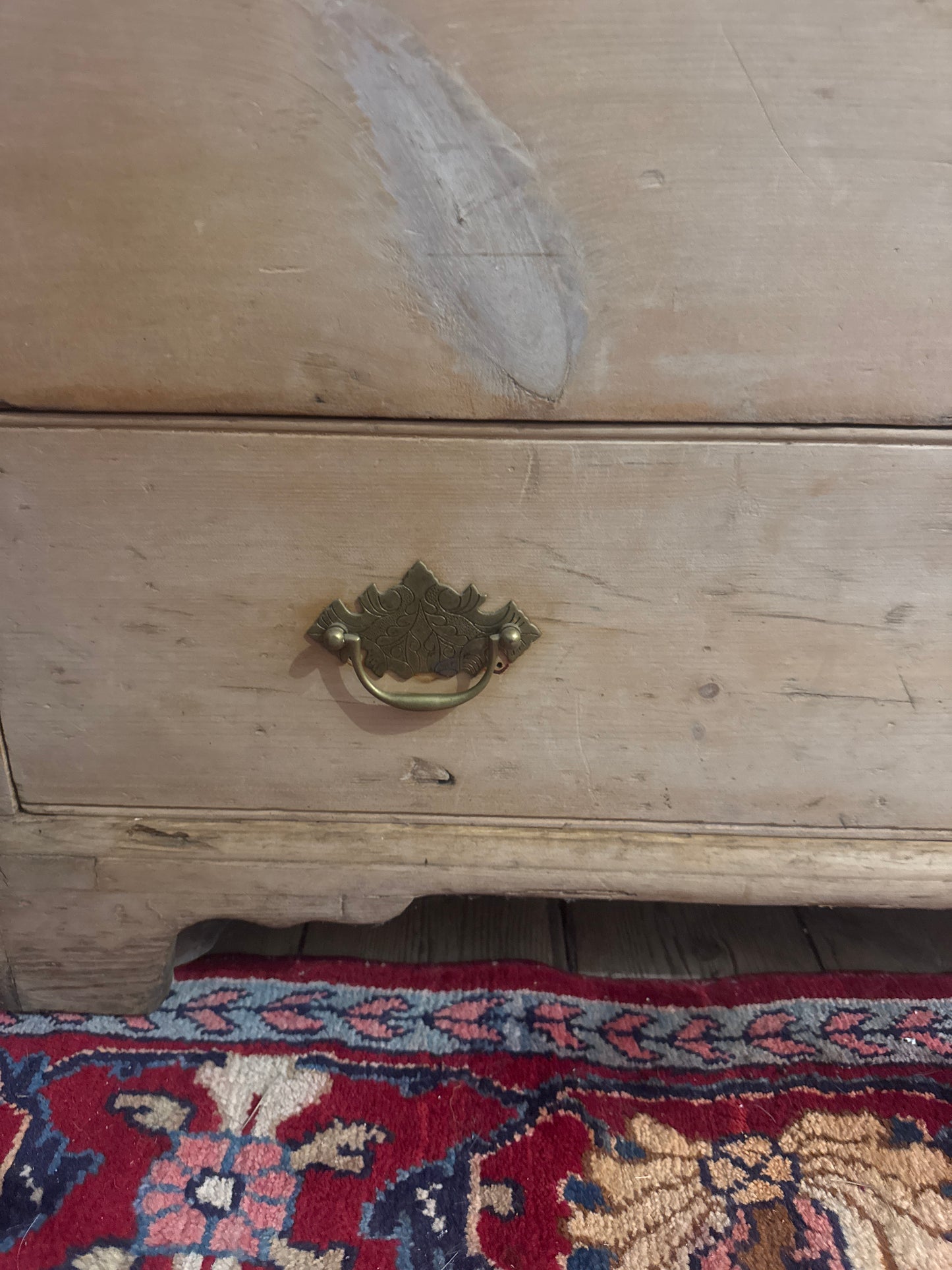 Antique pine trunk with drawers