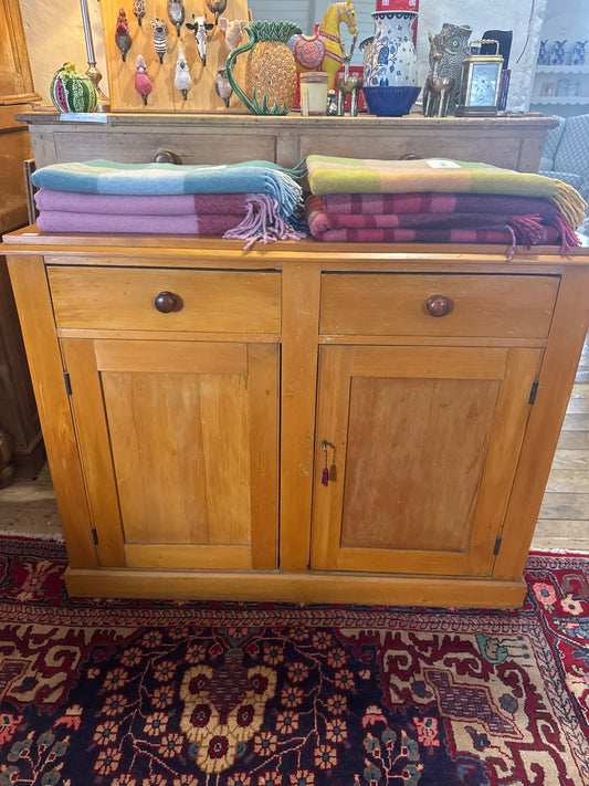 Antique pine cabinet with drawers and storage