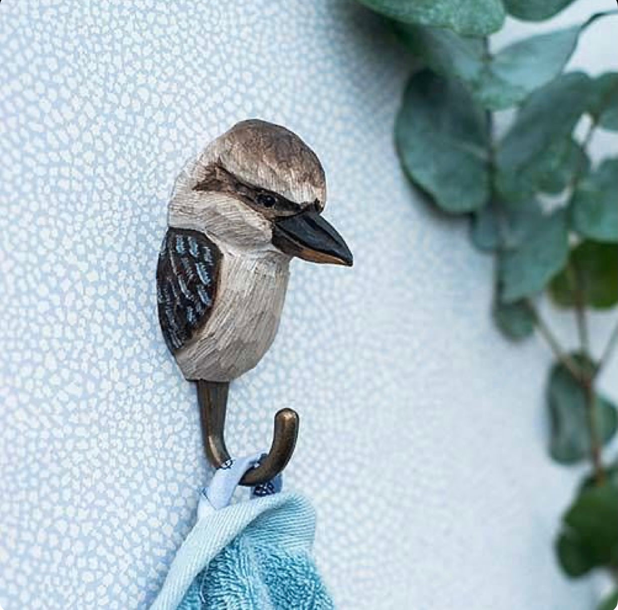 Wooden animal hook - Kookaburra