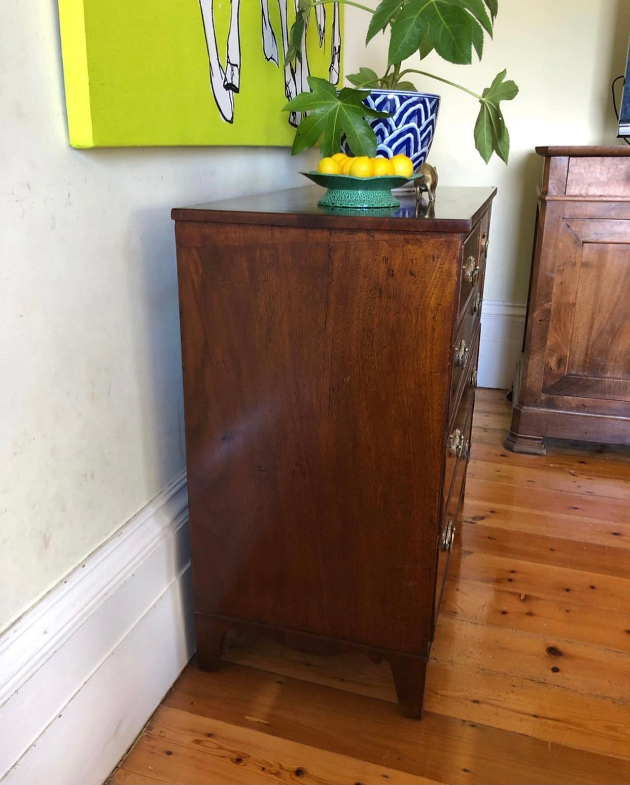 Antique Georgian mahogany  bow fronted chest of drawers