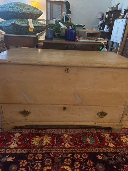 Antique pine trunk with drawers