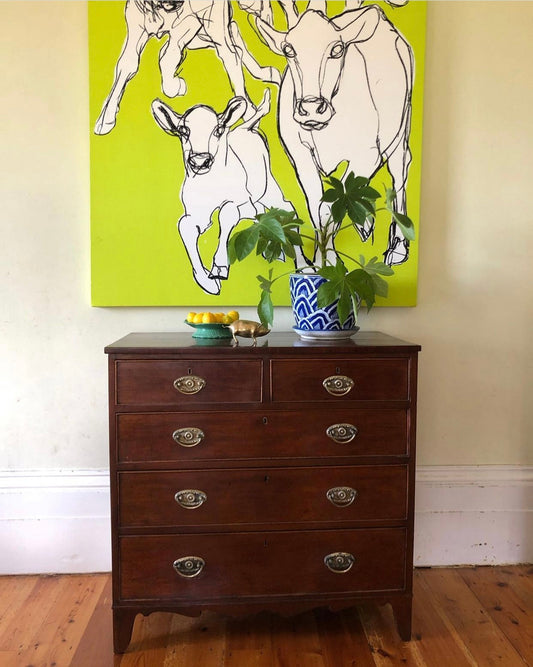 Antique Georgian mahogany  bow fronted chest of drawers