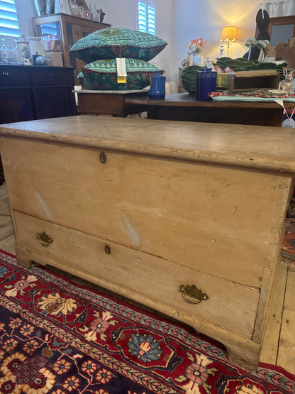 Antique pine trunk with drawers