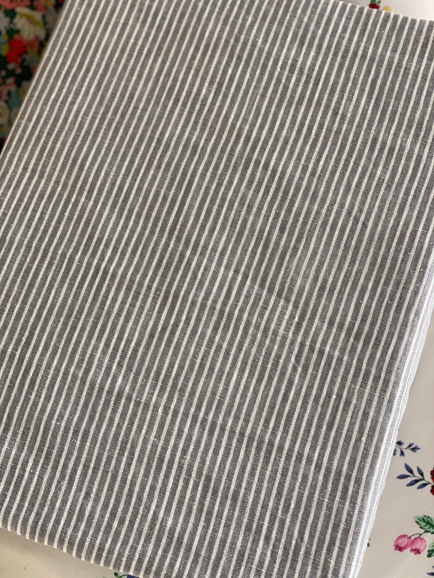 French flax  grey striped quilt cover QUEEN