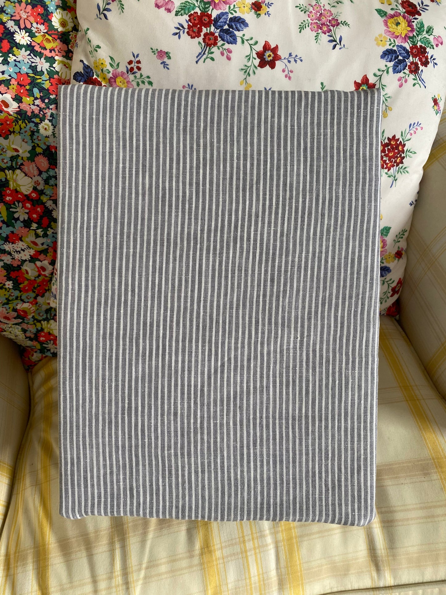 French flax  grey striped quilt cover QUEEN