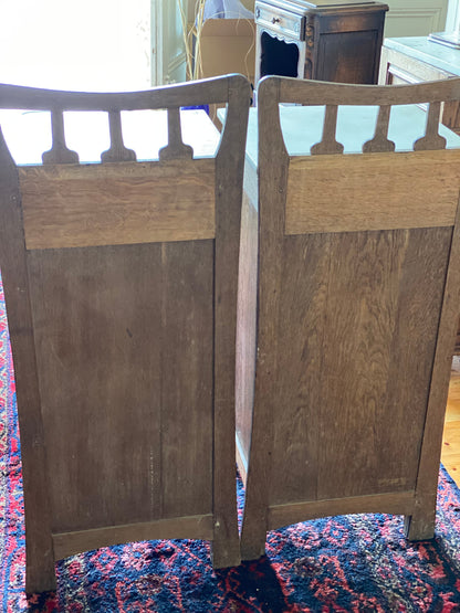 Pair of antique French oak nouveau bedsides