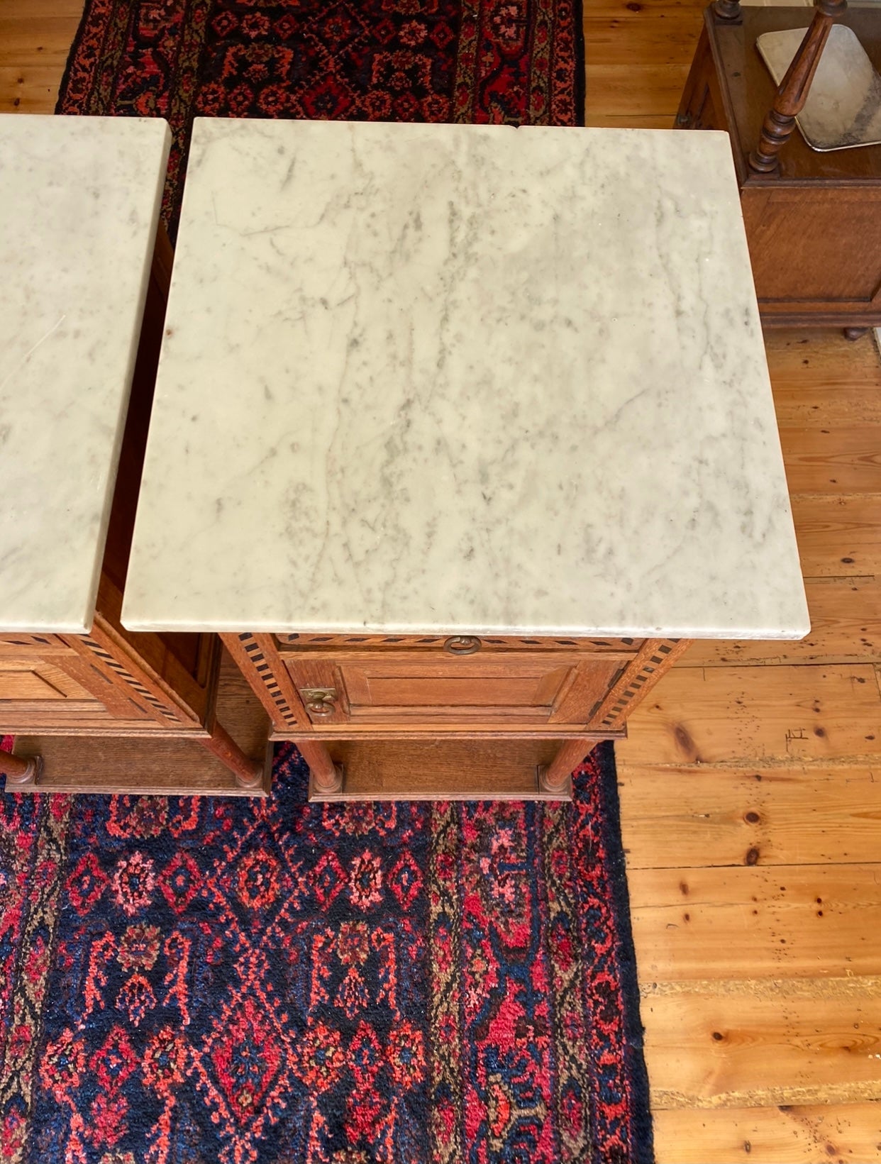 Pair of Antique French oak Nouveau bedsides