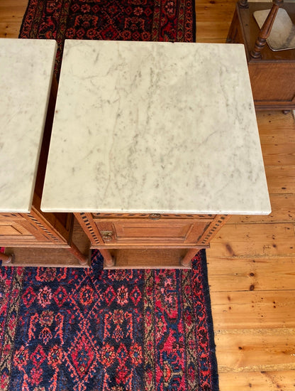 Pair of Antique French oak Nouveau bedsides