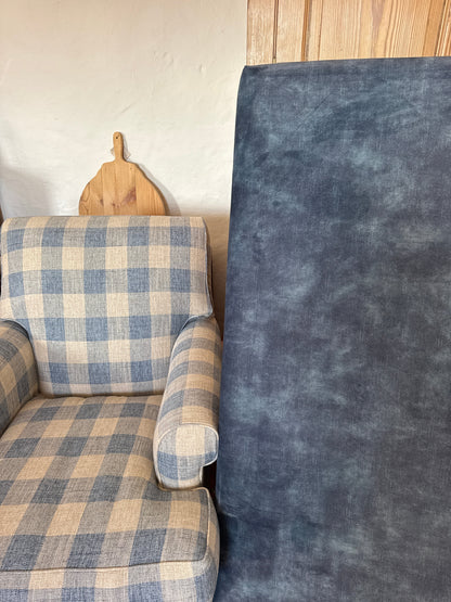 Double bed head French blue velvet