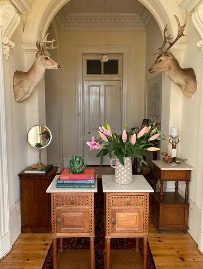 Pair of Antique French oak Nouveau bedsides