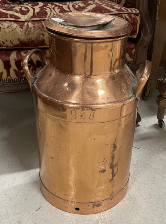 Antique French copper milk churn