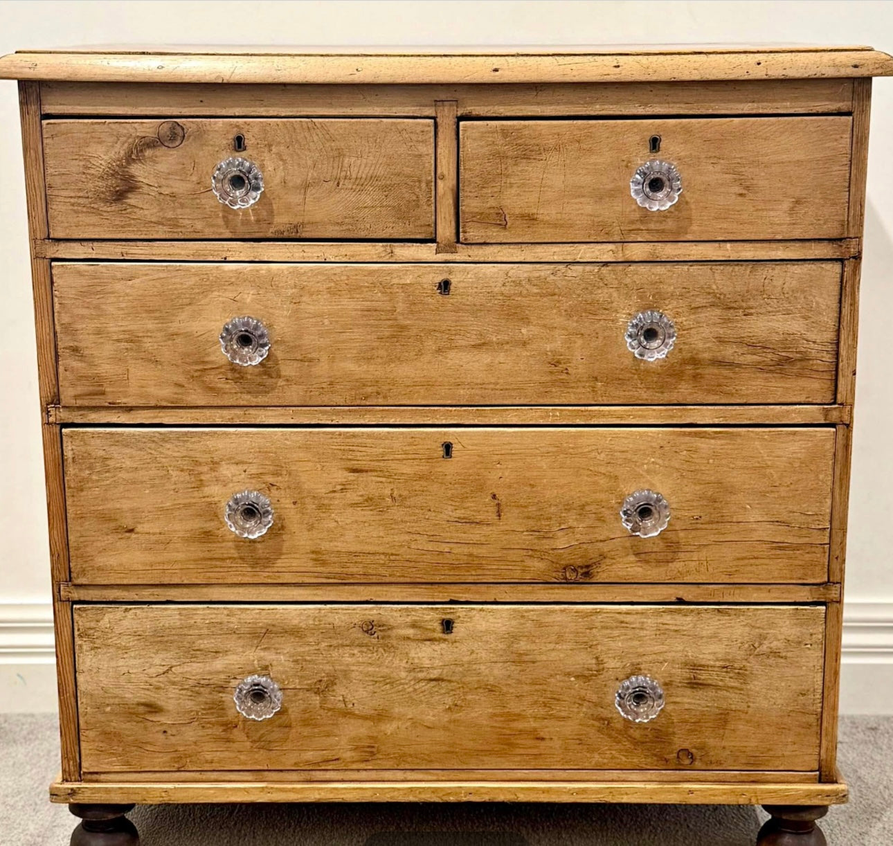 Antique pine chest of drawers