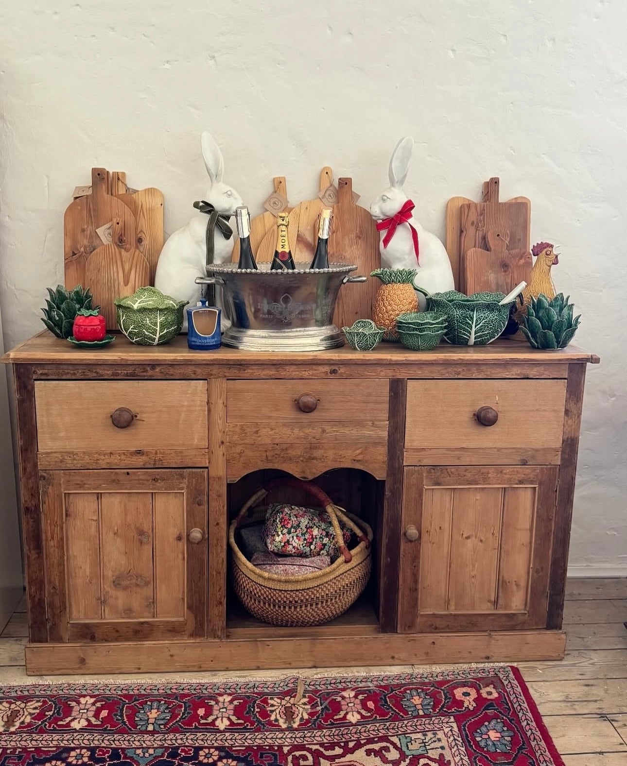Pine dresser base with dog box