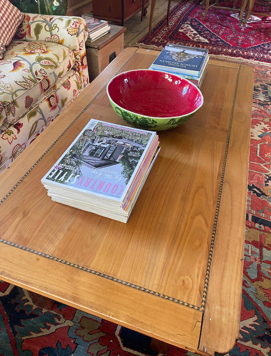 Antique pine coffee table with inlay